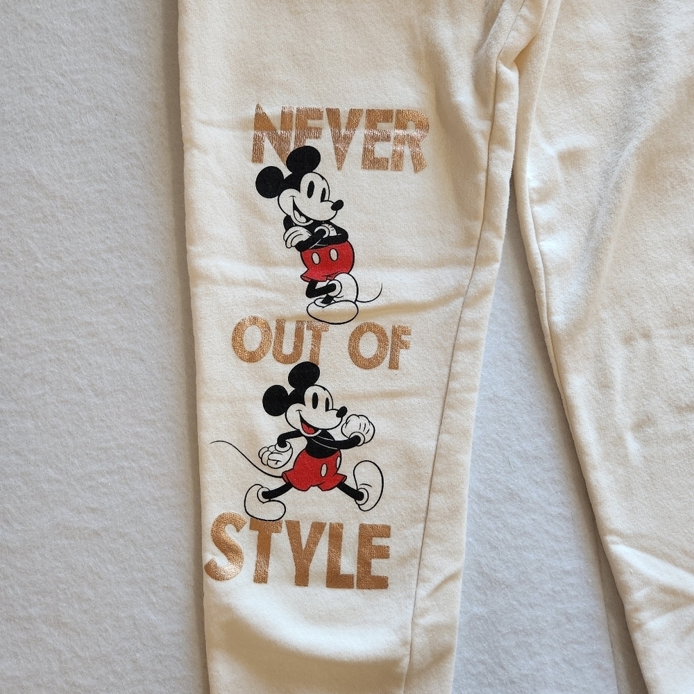 Disney cream Mickey Mouse Joggers Size Small Like new "never out of style" - Picture 3 of 10